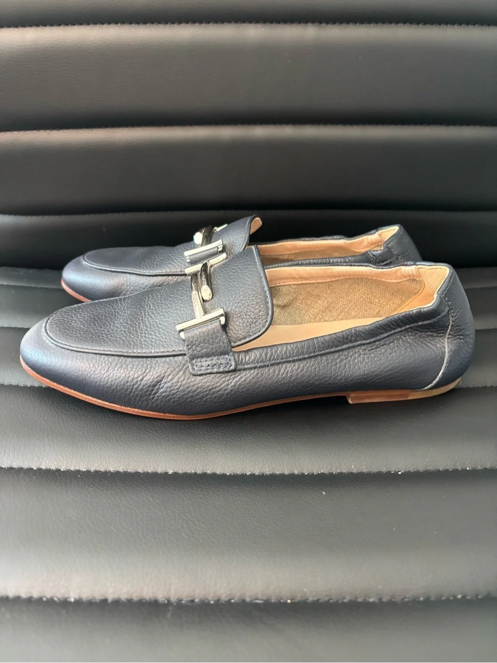 Tod's Navy Leather Bit Loafers